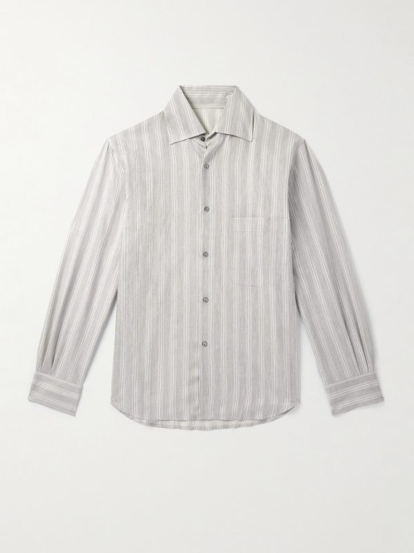 Striped Cotton and Silk-Blend Dupioni Shirt Striped Cotton and Silk-Blend Dupioni Shirt