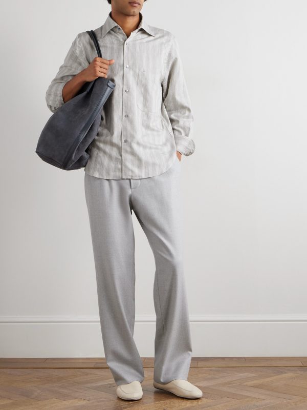 Striped Cotton and Silk-Blend Dupioni Shirt - OU Striped Cotton and Silk-Blend Dupioni Shirt - OU
