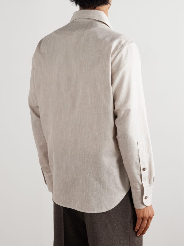 Cotton and Silk-Blend Dupioni Shirt - BK Cotton and Silk-Blend Dupioni Shirt - BK