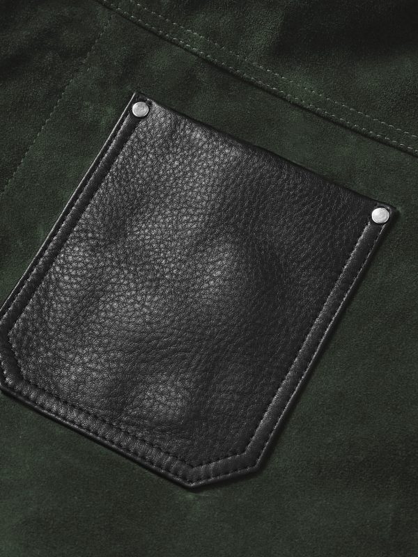 Full-Grain Leather-Trimmed Suede Chore Jacket - E1 Full-Grain Leather-Trimmed Suede Chore Jacket - E1