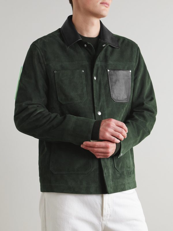 Full-Grain Leather-Trimmed Suede Chore Jacket - FR Full-Grain Leather-Trimmed Suede Chore Jacket - FR