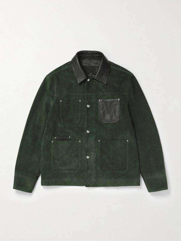 Full-Grain Leather-Trimmed Suede Chore Jacket Full-Grain Leather-Trimmed Suede Chore Jacket