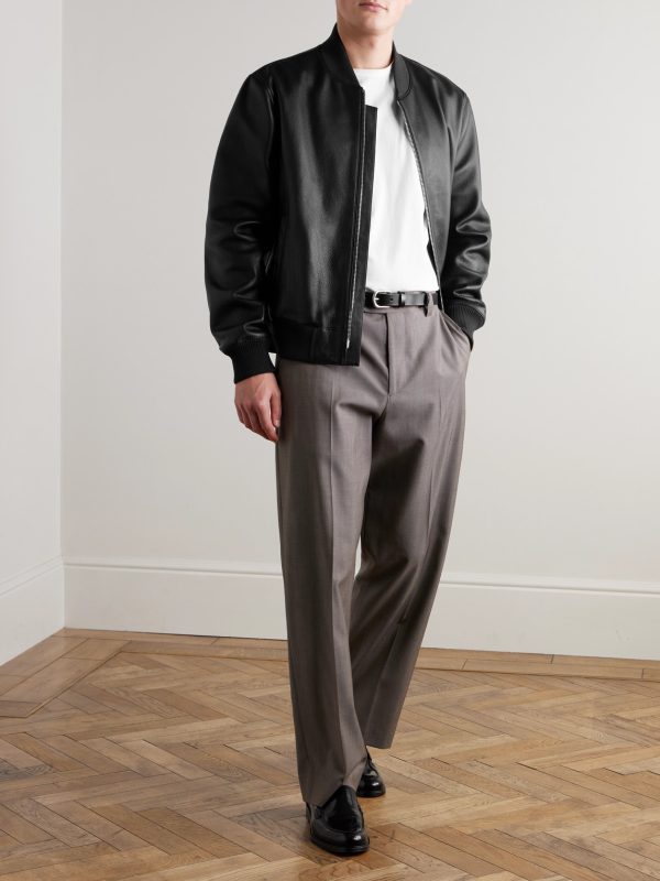 Full-Grain Leather Bomber Jacket - OU Full-Grain Leather Bomber Jacket - OU