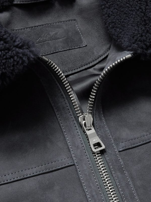 Shearling-Trimmed Suede Trucker Jacket - CU Shearling-Trimmed Suede Trucker Jacket - CU