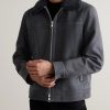 Shearling-Trimmed Suede Trucker Jacket - FR Shearling-Trimmed Suede Trucker Jacket - FR