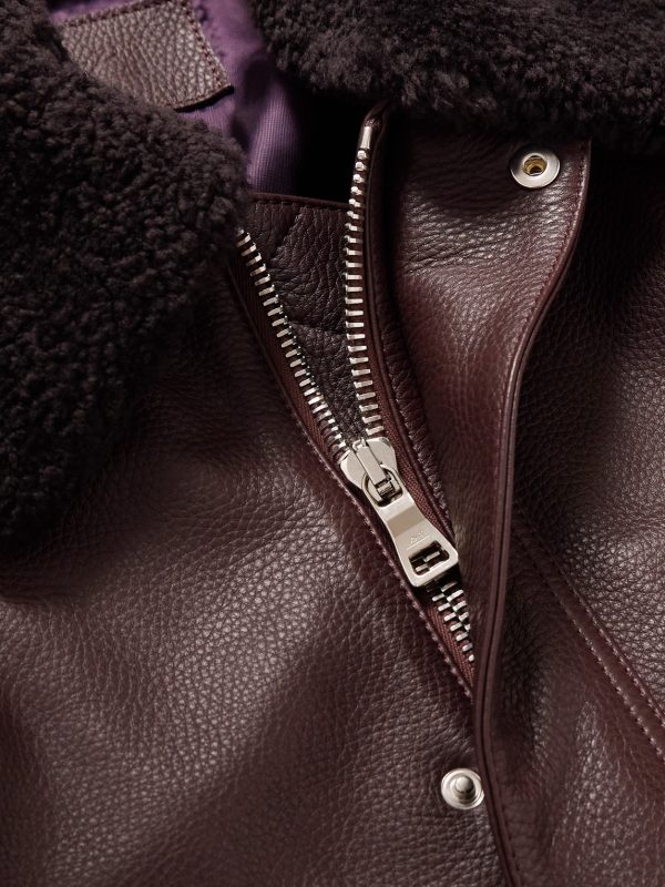 Shearling-Trimmed Full-Grain Leather Blouson Jacket - CU Shearling-Trimmed Full-Grain Leather Blouson Jacket - CU