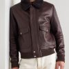 Shearling-Trimmed Full-Grain Leather Blouson Jacket - FR Shearling-Trimmed Full-Grain Leather Blouson Jacket - FR