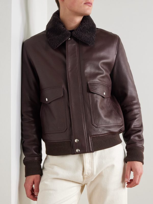Shearling-Trimmed Full-Grain Leather Blouson Jacket - FR Shearling-Trimmed Full-Grain Leather Blouson Jacket - FR