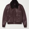 Shearling-Trimmed Full-Grain Leather Blouson Jacket Shearling-Trimmed Full-Grain Leather Blouson Jacket