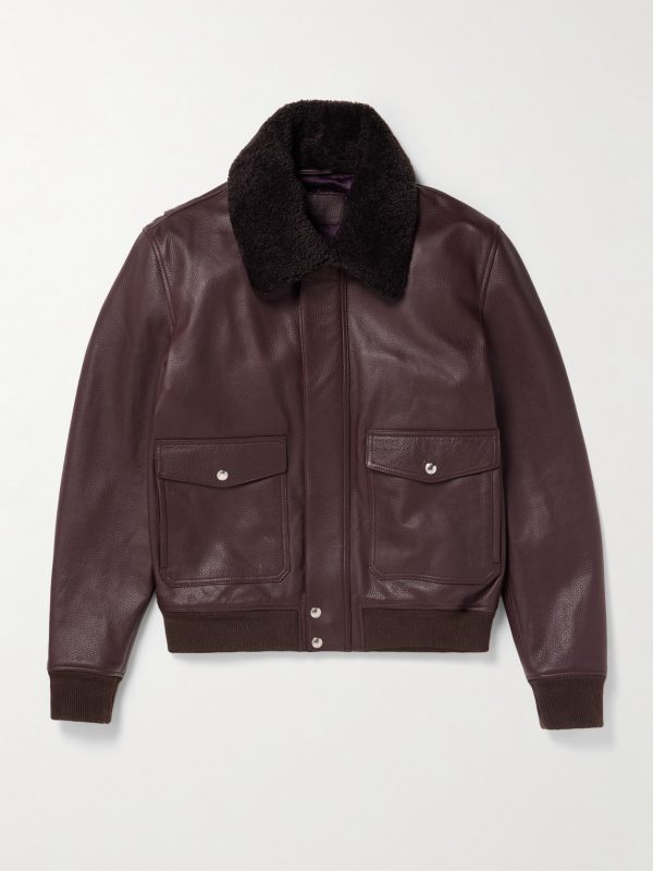 Shearling-Trimmed Full-Grain Leather Blouson Jacket Shearling-Trimmed Full-Grain Leather Blouson Jacket