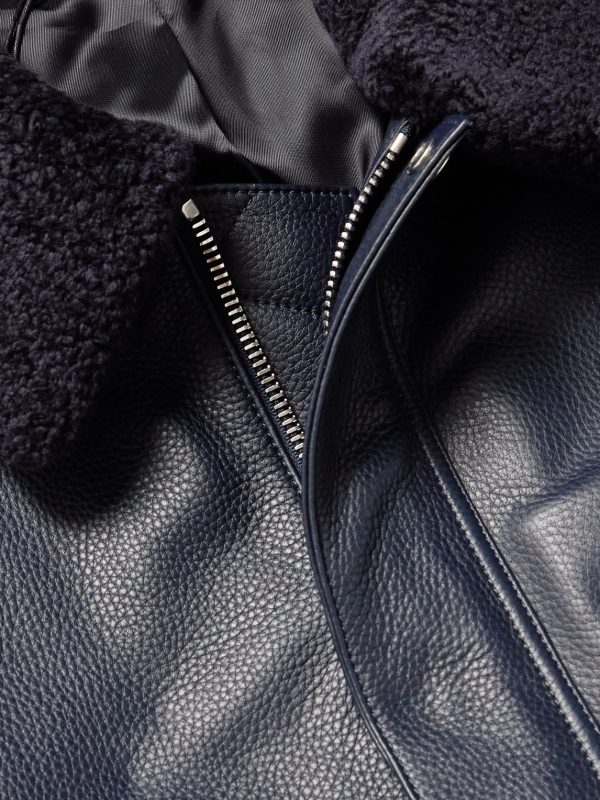 Shearling-Trimmed Full-Grain Leather Blouson Jacket - CU Shearling-Trimmed Full-Grain Leather Blouson Jacket - CU