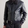 Shearling-Trimmed Full-Grain Leather Blouson Jacket - FR Shearling-Trimmed Full-Grain Leather Blouson Jacket - FR