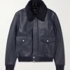 Shearling-Trimmed Full-Grain Leather Blouson Jacket Shearling-Trimmed Full-Grain Leather Blouson Jacket