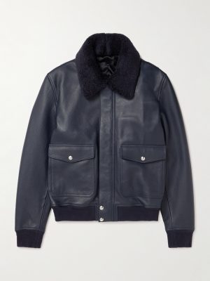Shearling-Trimmed Full-Grain Leather Blouson Jacket Shearling-Trimmed Full-Grain Leather Blouson Jacket