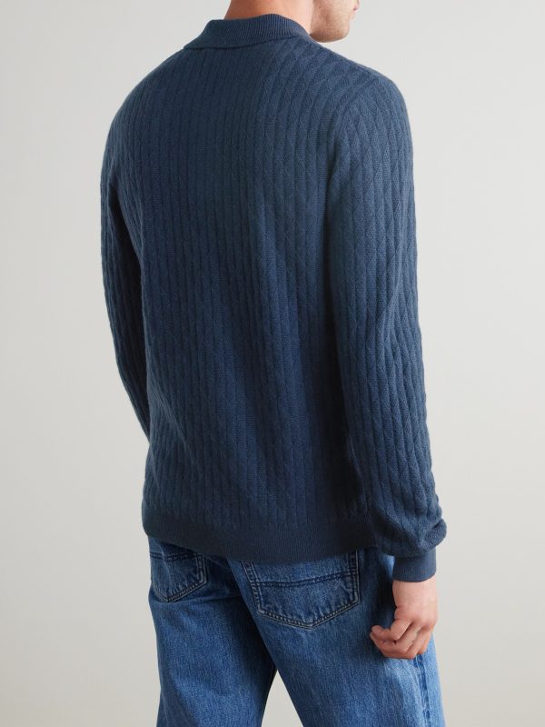 Textured Wool and Camel-Blend Polo Shirt - BK Textured Wool and Camel-Blend Polo Shirt - BK