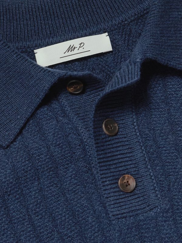 Textured Wool and Camel-Blend Polo Shirt - CU Textured Wool and Camel-Blend Polo Shirt - CU