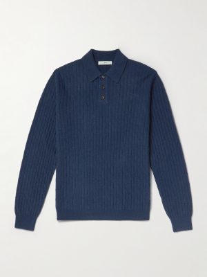 Textured Wool and Camel-Blend Polo Shirt