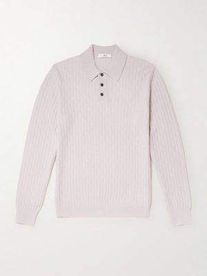 Textured Wool and Camel-Blend Polo Shirt