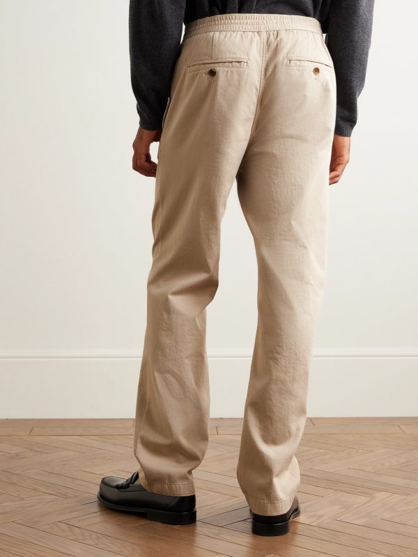 Edward Straight-Leg Organic Cotton-Twill Drawstring Trousers - BK Edward Straight-Leg Organic Cotton-Twill Drawstring Trousers - BK