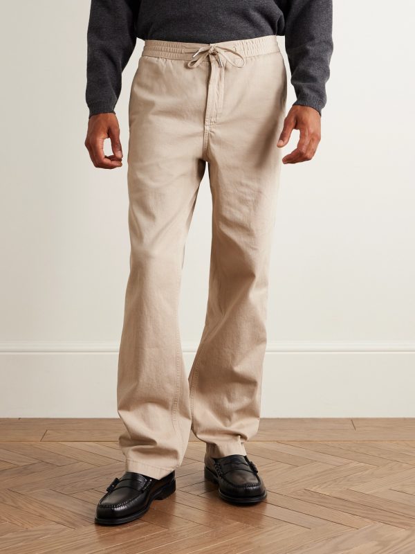 Edward Straight-Leg Organic Cotton-Twill Drawstring Trousers - FR Edward Straight-Leg Organic Cotton-Twill Drawstring Trousers - FR