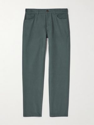 Straight-Leg Organic Cotton-Moleskin Trousers