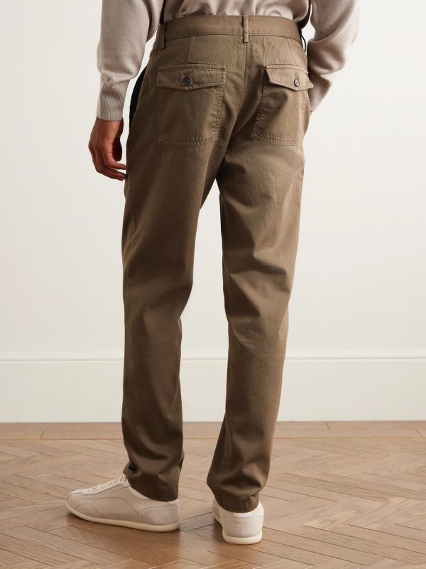James Pleated Tapered Organic Cotton-Twill Trousers - BK