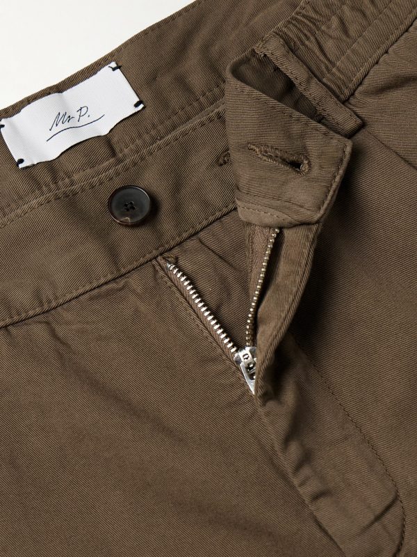 James Pleated Tapered Organic Cotton-Twill Trousers - E1