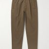 James Pleated Tapered Organic Cotton-Twill Trousers