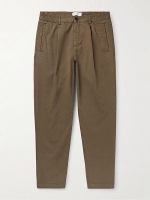 James Pleated Tapered Organic Cotton-Twill Trousers James Pleated Tapered Organic Cotton-Twill Trousers