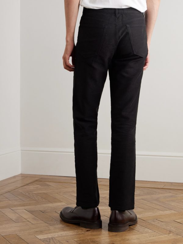 Straight-Leg Organic Cotton-Moleskin Trousers - BK Straight-Leg Organic Cotton-Moleskin Trousers - BK