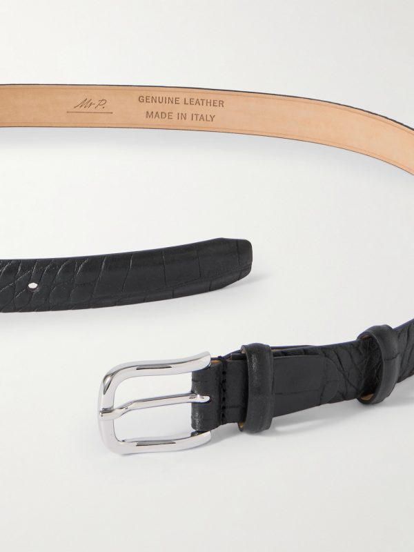 2.5cm Croc-Effect Leather Belt - E1 2.5cm Croc-Effect Leather Belt - E1