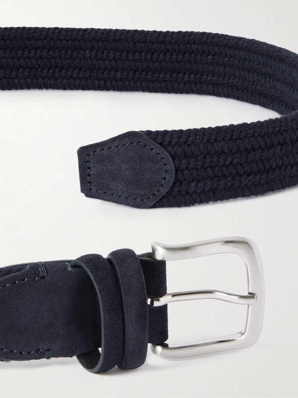 3.5cm Suede-Trimmed Woven Belt - E1 3.5cm Suede-Trimmed Woven Belt - E1