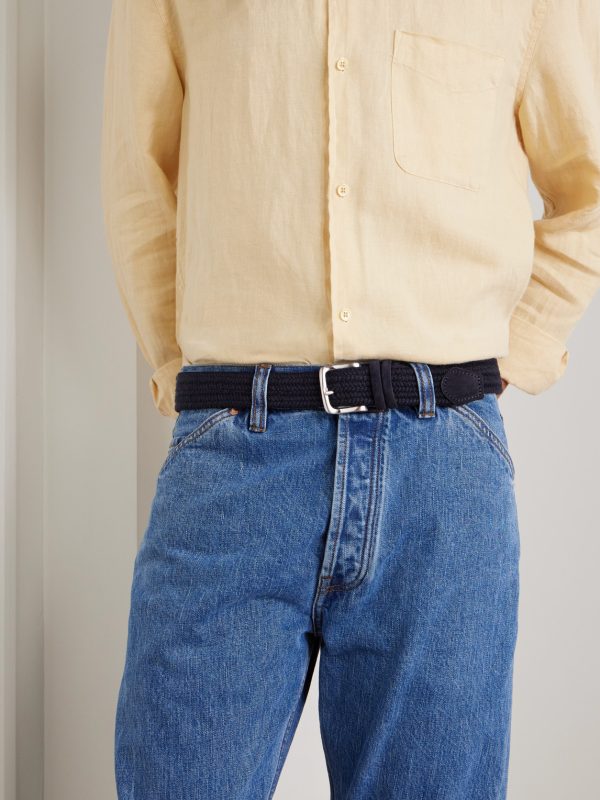 3.5cm Suede-Trimmed Woven Belt - FR 3.5cm Suede-Trimmed Woven Belt - FR