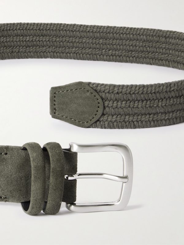3.5cm Suede-Trimmed Woven Belt - E1 3.5cm Suede-Trimmed Woven Belt - E1