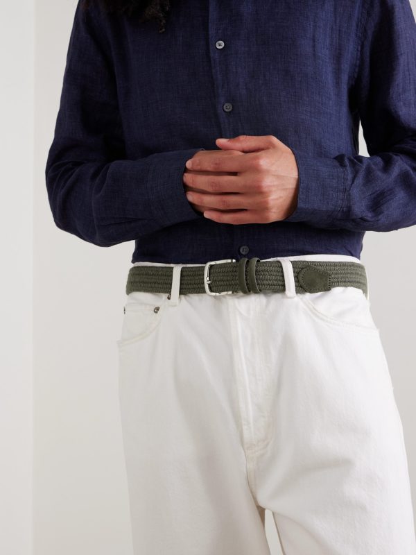 3.5cm Suede-Trimmed Woven Belt - FR 3.5cm Suede-Trimmed Woven Belt - FR