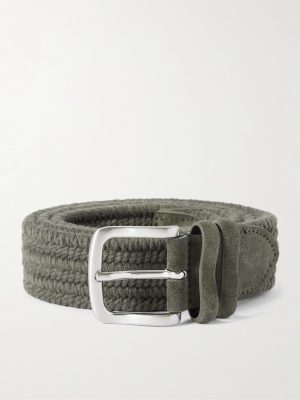 3.5cm Suede-Trimmed Woven Belt