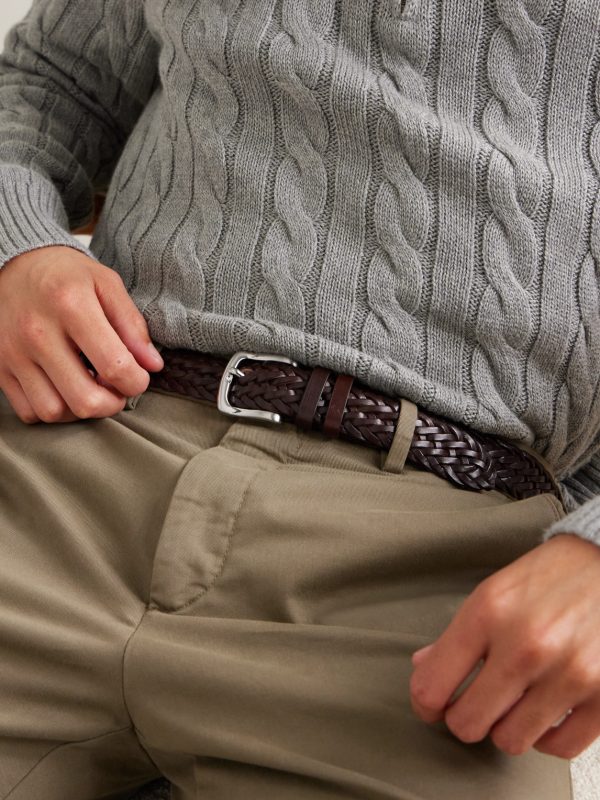 3cm Woven Leather Belt - FR