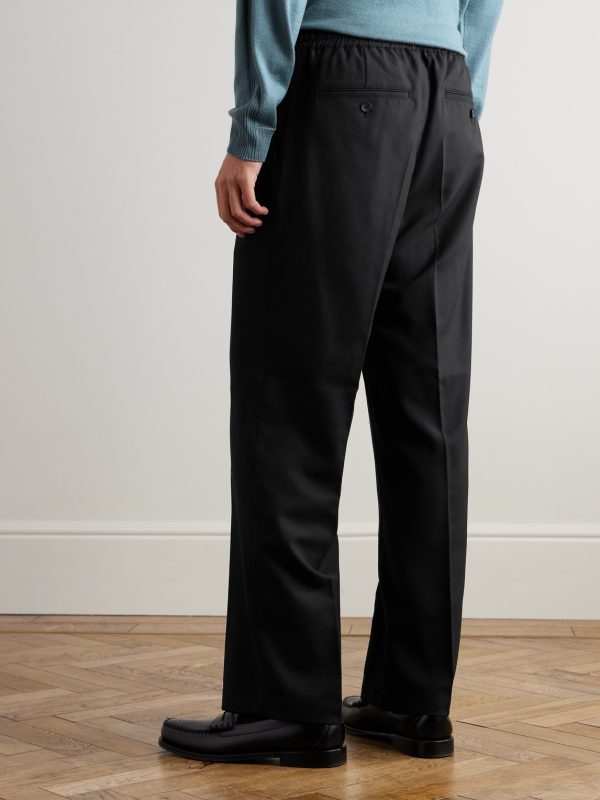 Arthur Wide-Leg Woven Drawstring Trousers - BK Arthur Wide-Leg Woven Drawstring Trousers - BK