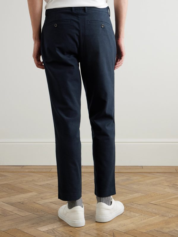 Daniel Tapered Pleated Organic Cotton-Blend Moleskin Trousers - BK
