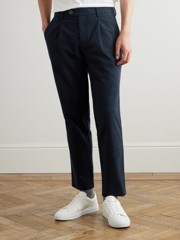 Daniel Tapered Pleated Organic Cotton-Blend Moleskin Trousers - FR