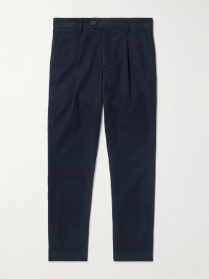 Daniel Tapered Pleated Organic Cotton-Blend Moleskin Trousers