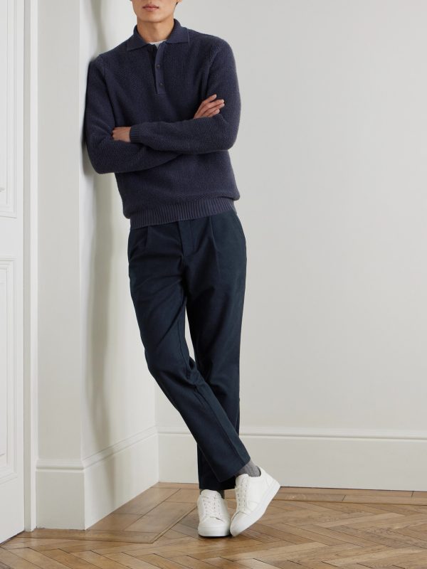 Daniel Tapered Pleated Organic Cotton-Blend Moleskin Trousers - OU