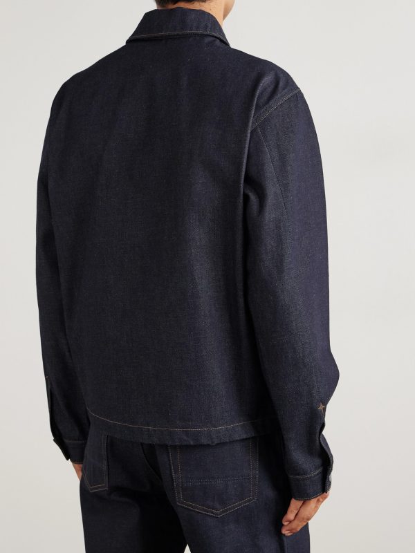 Denim Research Logo-Appliquéd Raw Denim Jacket - BK Denim Research Logo-Appliquéd Raw Denim Jacket - BK