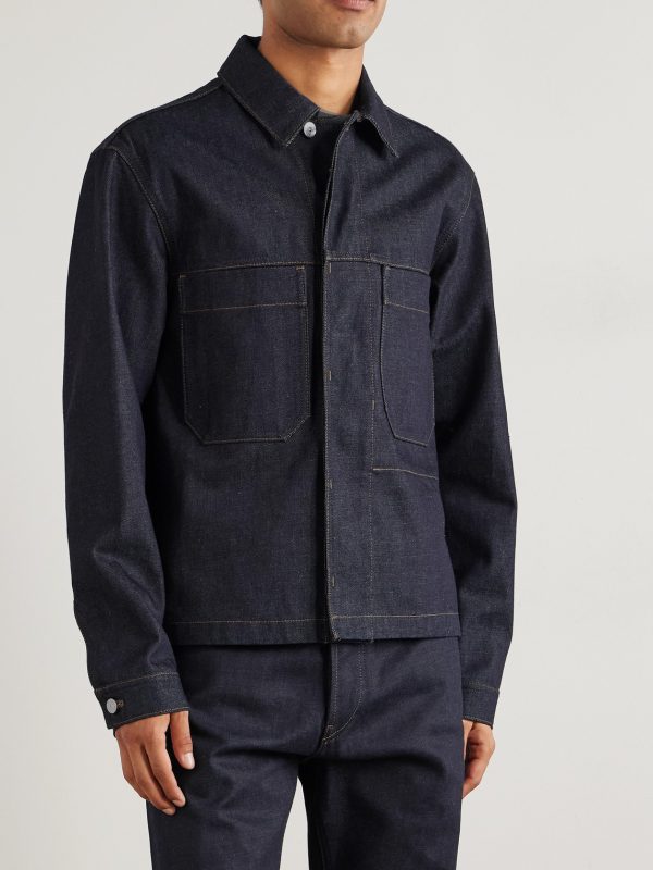 Denim Research Logo-Appliquéd Raw Denim Jacket - FR Denim Research Logo-Appliquéd Raw Denim Jacket - FR