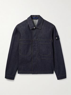 Denim Research Logo-Appliquéd Raw Denim Jacket