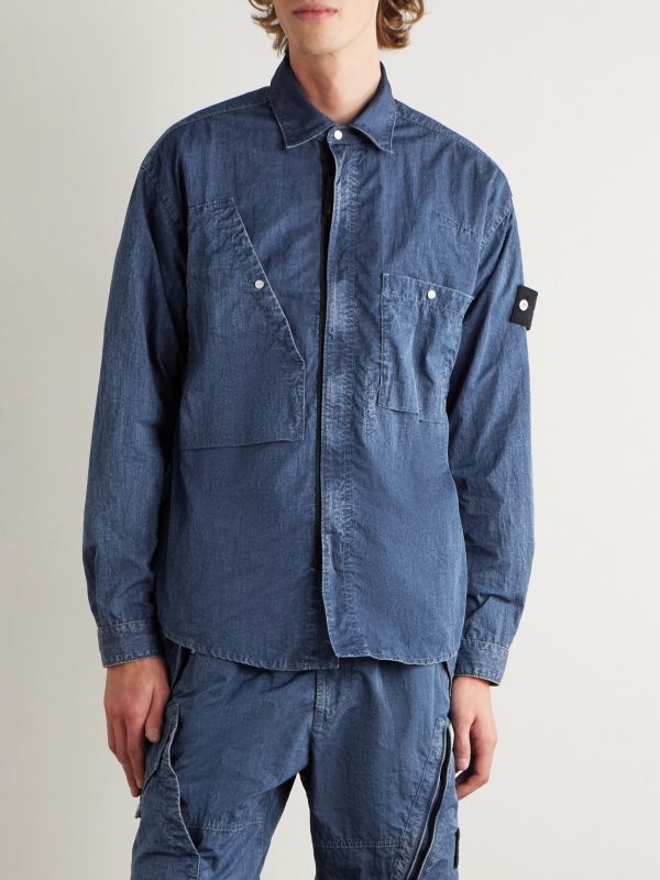 Hollow Denim Research Logo-Appliquéd Shell Overshirt - FR