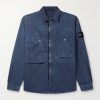 Hollow Denim Research Logo-Appliquéd Shell Overshirt