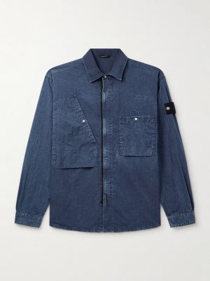 Hollow Denim Research Logo-Appliquéd Shell Overshirt Hollow Denim Research Logo-Appliquéd Shell Overshirt