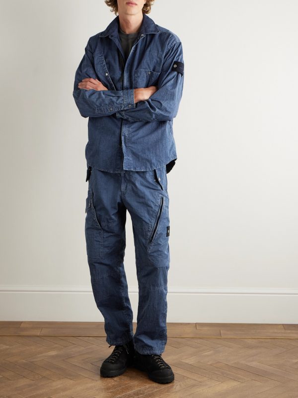 Hollow Denim Research Logo-Appliquéd Shell Overshirt - OU