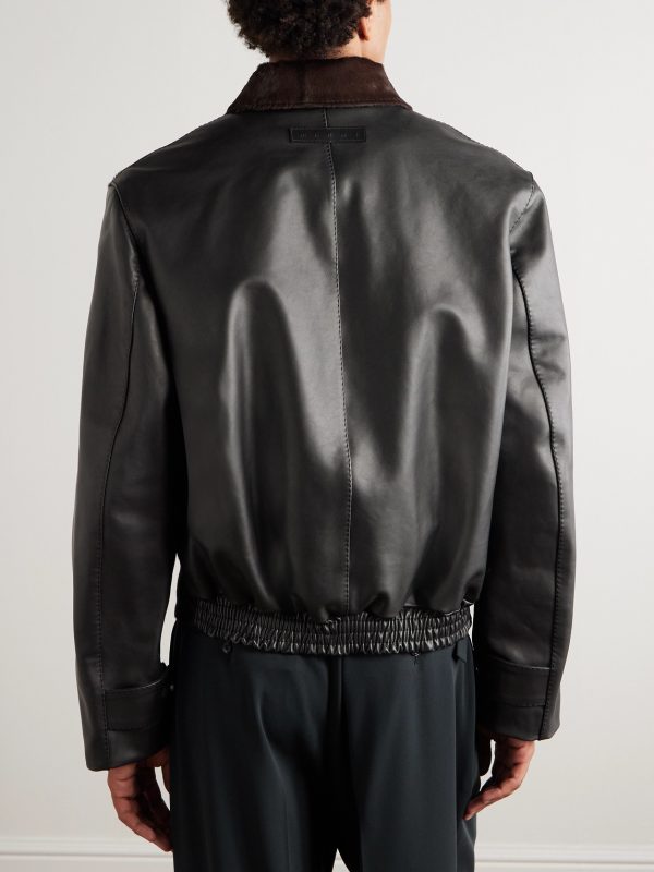 Leather-Trimmed Calf Hair Jacket - BK